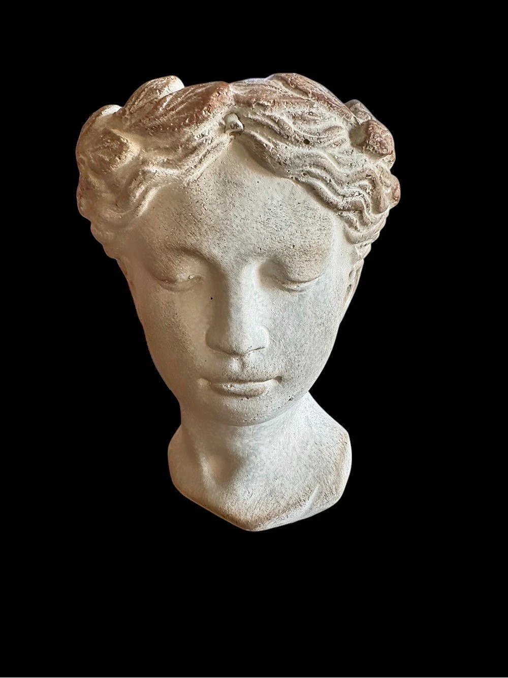 Classical Bust Sculpted Stone Concrete Open Top Planter 8”x6”